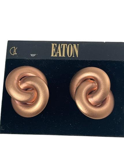 Vintage 1980s copper finish clip on chunky earrings EATONS