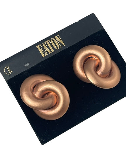 Vintage 1980s copper finish clip on chunky earrings EATONS