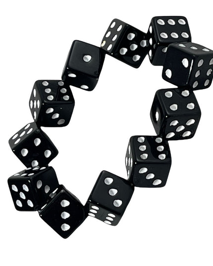 Vintage stretchy black & white dice plastic bracelet