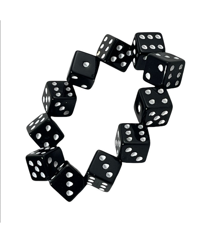 Vintage stretchy black & white dice plastic bracelet