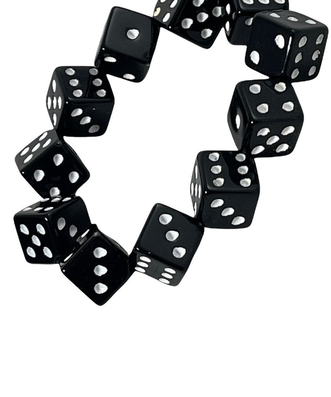 Vintage stretchy black & white dice plastic bracelet