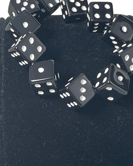 Vintage stretchy black & white dice plastic bracelet