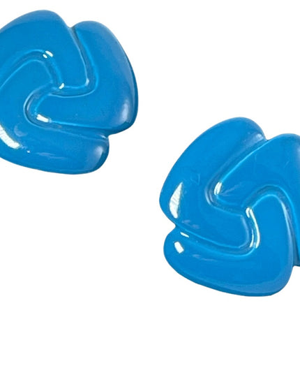 Vintage 1960s Nautical sailor blue chunky fun metal clip on earrings