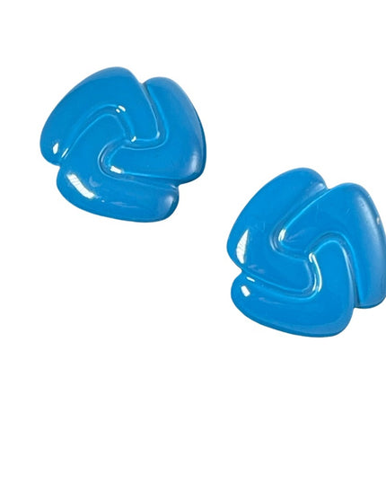 Vintage 1960s Nautical sailor blue chunky fun metal clip on earrings