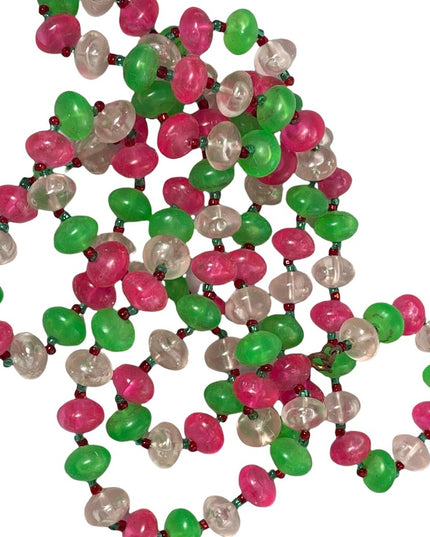 Vintage Candy apple green bubble gum pink fun 1960s Plastic bead necklace 60”