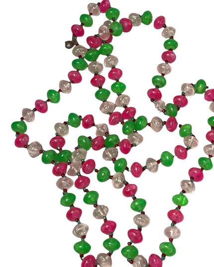 Vintage Candy apple green bubble gum pink fun 1960s Plastic bead necklace 60”