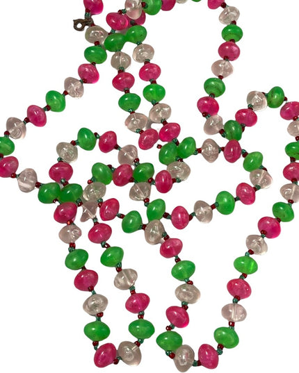 Vintage Candy apple green bubble gum pink fun 1960s Plastic bead necklace 60”