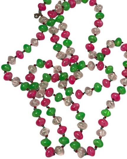 Vintage Candy apple green bubble gum pink fun 1960s Plastic bead necklace 60”