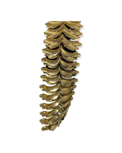 Vintage Gold feather chunky heavy Bracelet 1970s