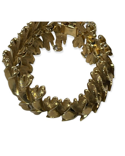 Vintage Gold feather chunky heavy Bracelet 1970s