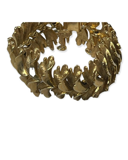 Vintage Gold feather chunky heavy Bracelet 1970s