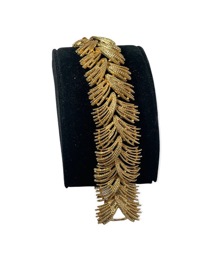 Vintage gold feather HEAVY SARAH COVENTRY chunky bracelet
