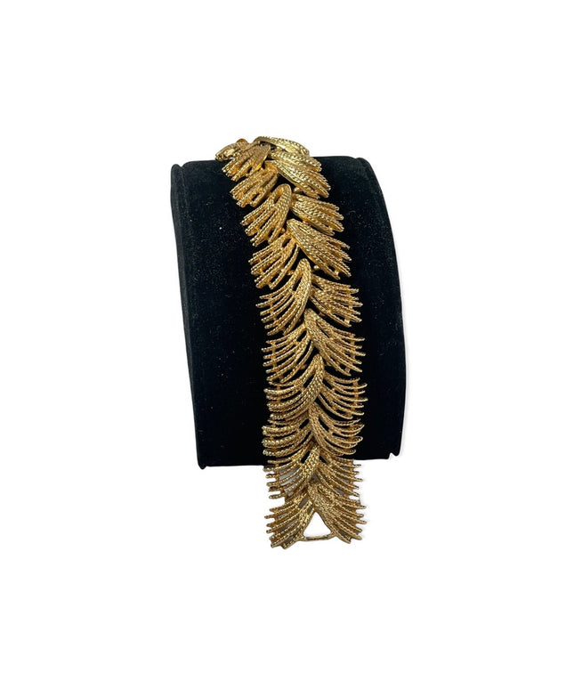 Vintage gold feather HEAVY SARAH COVENTRY chunky bracelet