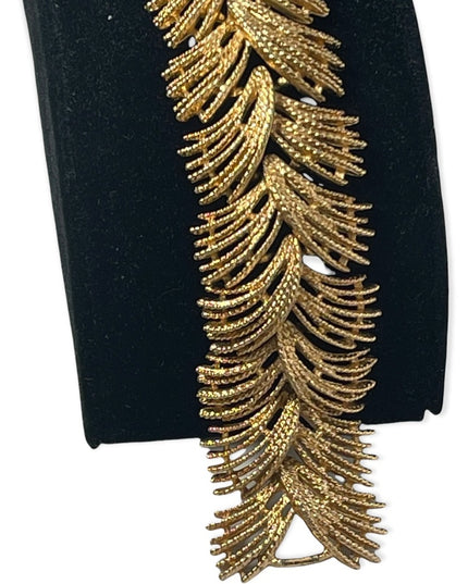 Vintage gold feather HEAVY SARAH COVENTRY chunky bracelet