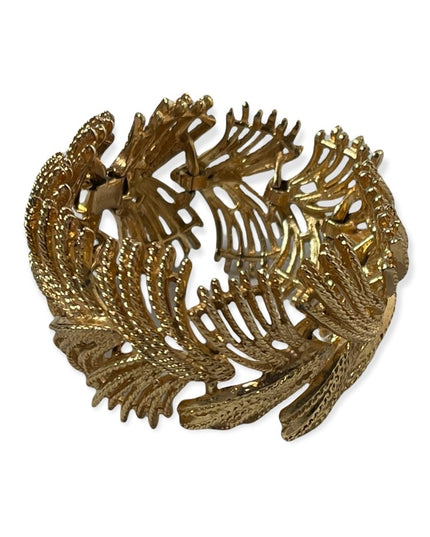 Vintage gold feather HEAVY SARAH COVENTRY chunky bracelet