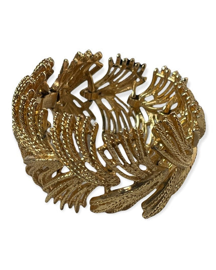 Vintage gold feather HEAVY SARAH COVENTRY chunky bracelet