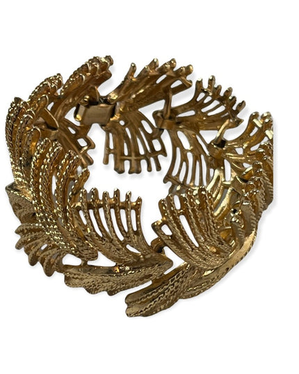 Vintage gold feather HEAVY SARAH COVENTRY chunky bracelet