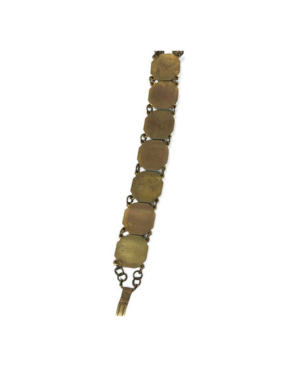 Vintage Brass FRENCH FRANCE PARIS Eiffel tower tourist link bracelet enamel