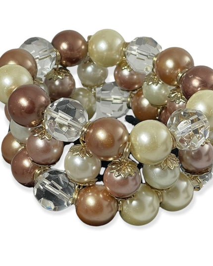 Thick HEAVY Glass pearl crystal stretch bracelet quality