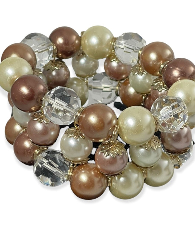 Thick HEAVY Glass pearl crystal stretch bracelet quality