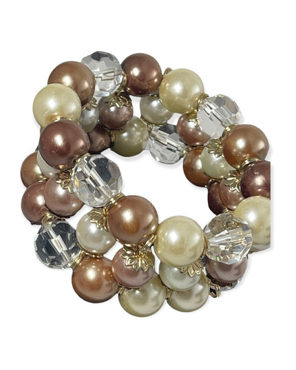 Thick HEAVY Glass pearl crystal stretch bracelet quality