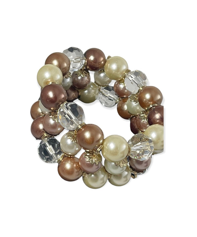 Thick HEAVY Glass pearl crystal stretch bracelet quality