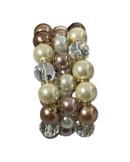 Thick HEAVY Glass pearl crystal stretch bracelet quality