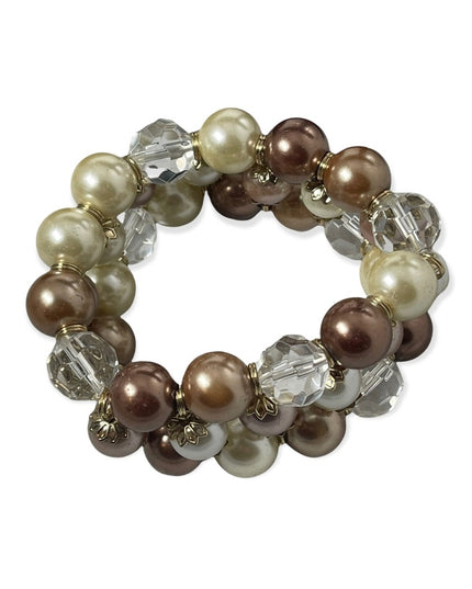 Thick HEAVY Glass pearl crystal stretch bracelet quality