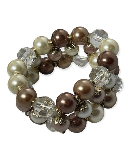 Thick HEAVY Glass pearl crystal stretch bracelet quality