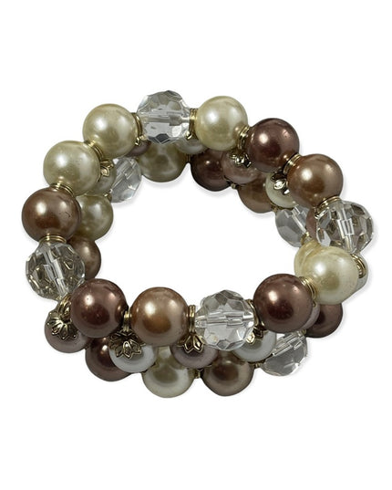 Thick HEAVY Glass pearl crystal stretch bracelet quality