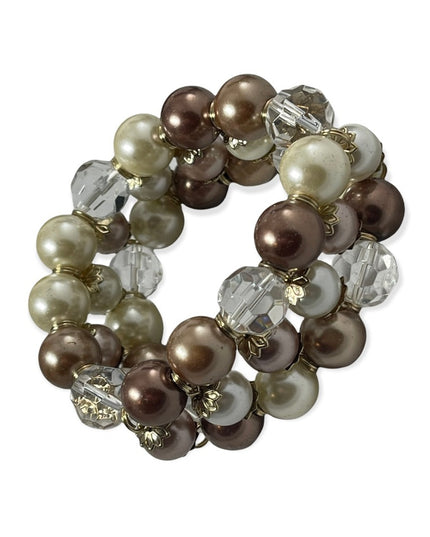 Thick HEAVY Glass pearl crystal stretch bracelet quality