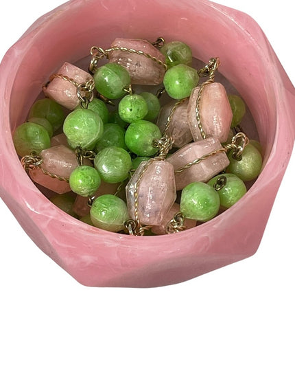 Vintage 1960s Pink Lucite chunky bangle & Plastic lucite necklace