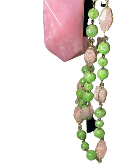 Vintage 1960s Pink Lucite chunky bangle & Plastic lucite necklace