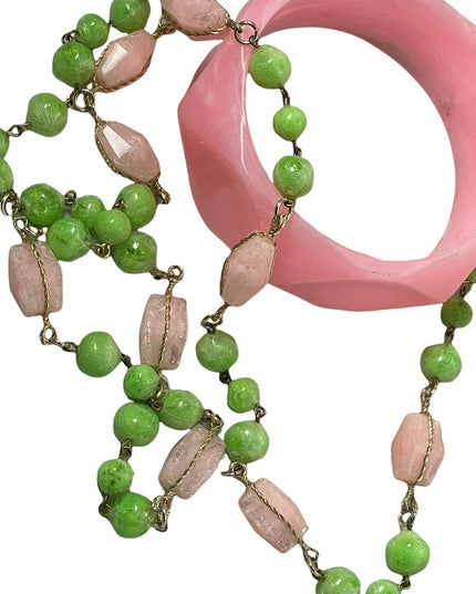 Vintage 1960s Pink Lucite chunky bangle & Plastic lucite necklace
