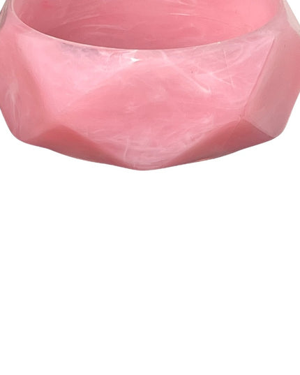 Vintage 1960s Pink Lucite chunky bangle & Plastic lucite necklace