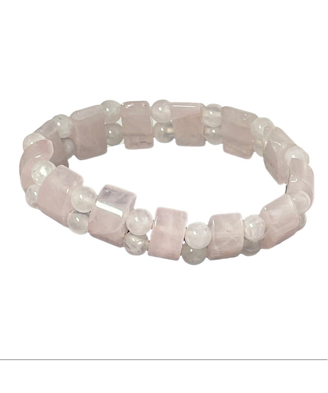 Beautiful pink rose quartz bead stretchy bracelet