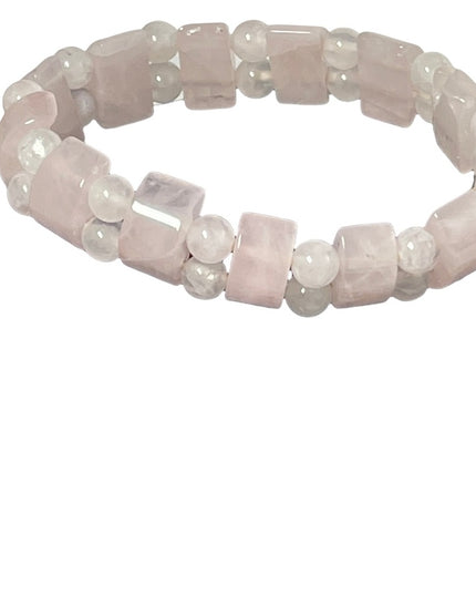 Beautiful pink rose quartz bead stretchy bracelet