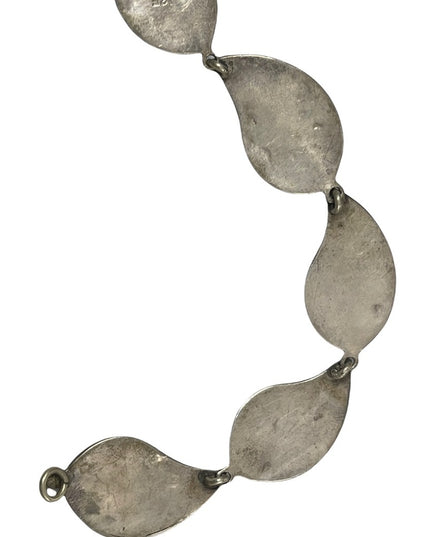 Vintage sterling silver abalone leaf link bracelet