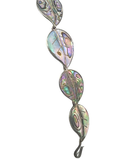 Vintage sterling silver abalone leaf bracelet