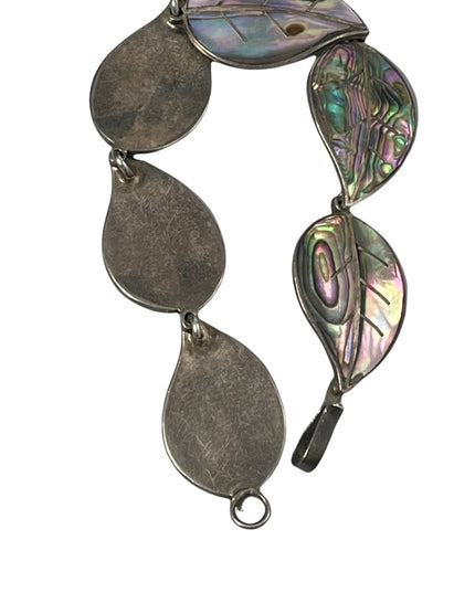 Vintage sterling silver abalone leaf bracelet