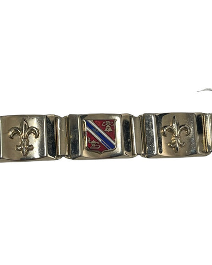 Vintage silver finish European coat of arms fleur de lis  Link bracelet