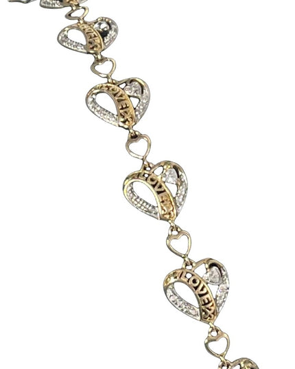NEW Sterling silver Gold plate LOVE heart link bracelet