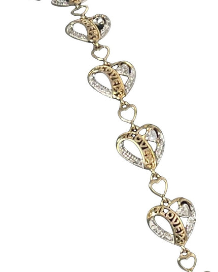 NEW Sterling silver Gold plate LOVE heart link bracelet