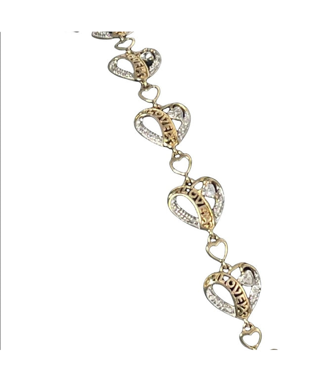 NEW Sterling silver Gold plate LOVE heart link bracelet