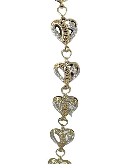 NEW Sterling silver Gold plate LOVE heart link bracelet