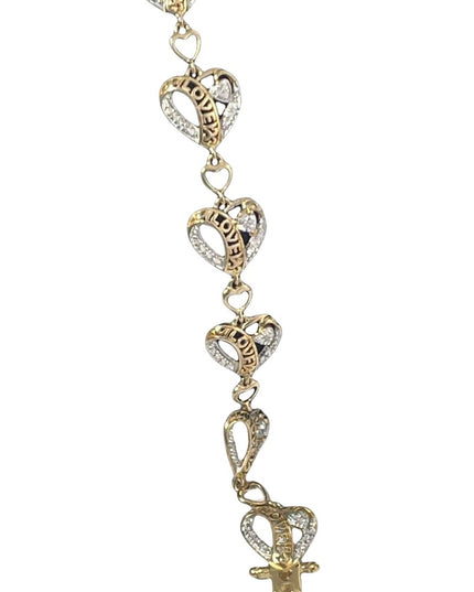 NEW Sterling silver Gold plate LOVE heart link bracelet