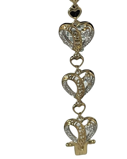 NEW Sterling silver Gold plate LOVE heart link bracelet