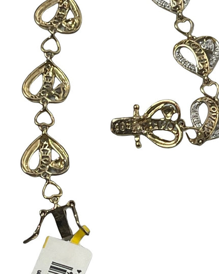 NEW Sterling silver Gold plate LOVE heart link bracelet