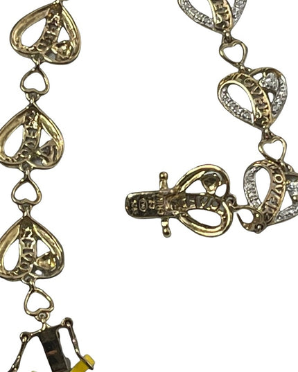 NEW Sterling silver Gold plate LOVE heart link bracelet