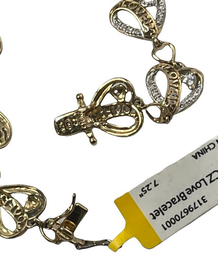 NEW Sterling silver Gold plate LOVE heart link bracelet